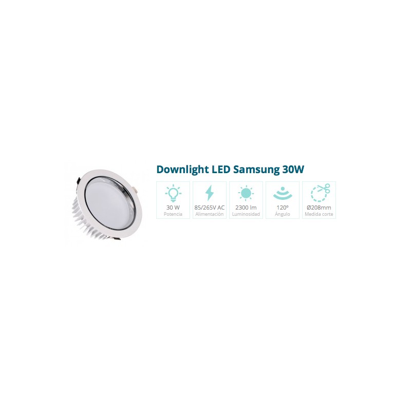 Downlight 20 cm 30w 120º 2300 lumenes 6000K