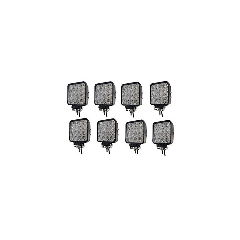 PACK 8 FOCOS DE TRABAJO CUADRADO 48W 16LED