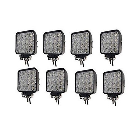 PACK 8 FOCOS DE TRABAJO CUADRADO 48W 16LED